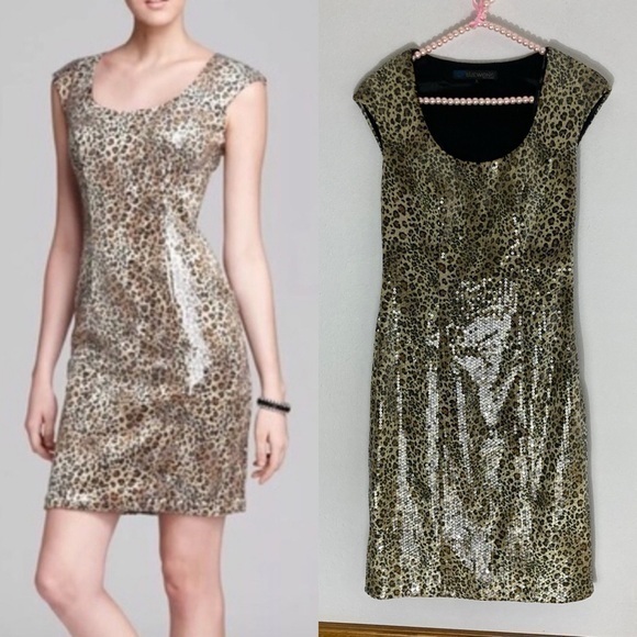 Sue Wong Nocturne NWT leopard print sequinned mini dress size 0